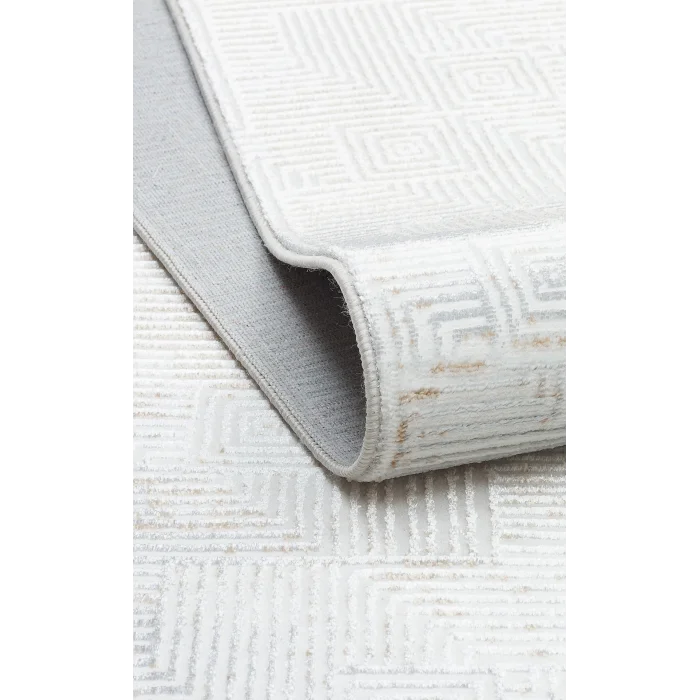 SATEEN HALI 0855 Yıkanabilir Kaymaz Tabanlı Hav Vermez Sık Dokuma Modern Halı