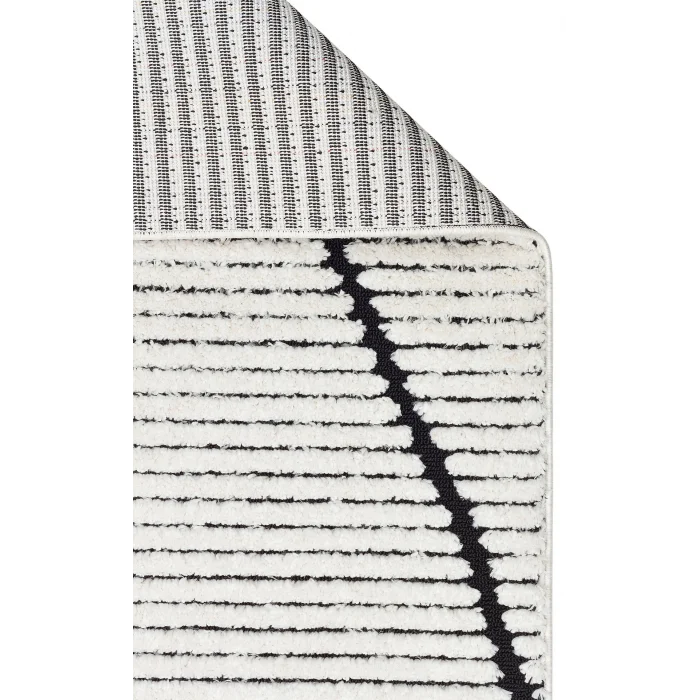 Terazzo 07 White Black Hav Toz Vermez Yumuşak Dokulu Etnik Örgü Desenlere Sahip Modern İskindinav Halı