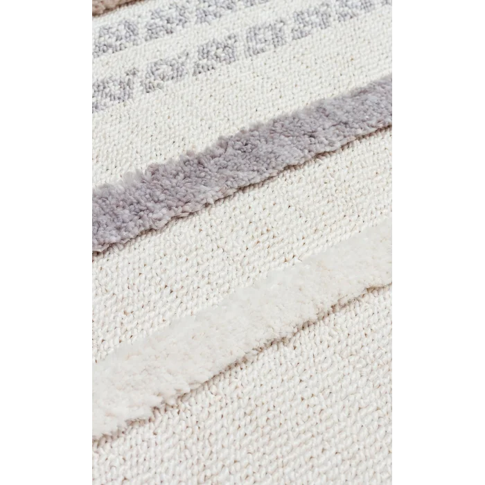 Terazzo 01 White Grey Hav Toz Vermez Yumuşak Dokulu Etnik Örgü Desenlere Sahip Modern İskindinav Halı