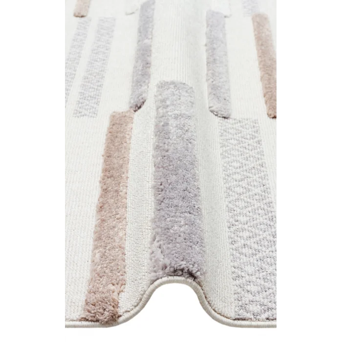 Terazzo 01 White Grey Hav Toz Vermez Yumuşak Dokulu Etnik Örgü Desenlere Sahip Modern İskindinav Halı