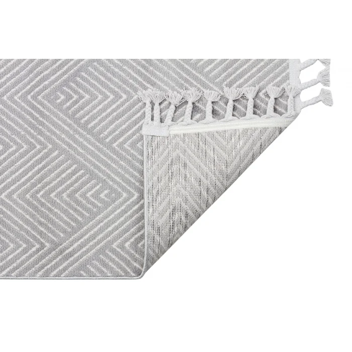 Urban 01 Grey White Etnik Desenlere Sahip Hav Toz Vermez Yumuşak Dokulu Modern Halı