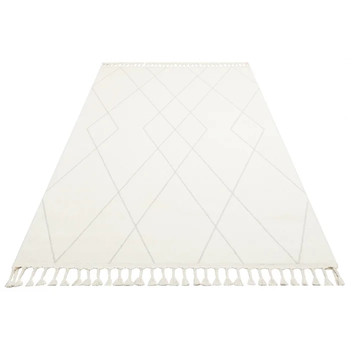 Urban 02 White Etnik Desenlere Sahip Hav Toz Vermez Yumuşak Dokulu Modern Halı