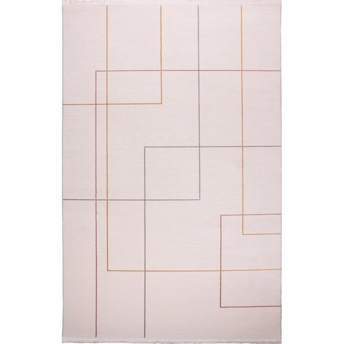 Zagreb 4328A Krem Akrilik Dekoratif Salon Makine Halısı