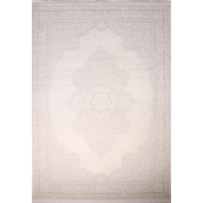 Zyra 210A Beyaz Gri Akrilik Dekoratif Salon Halısı