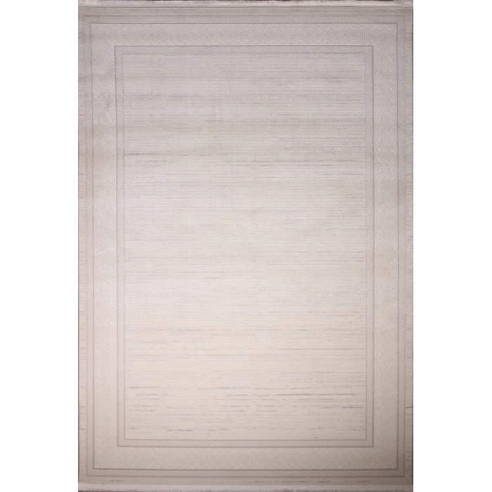 Zyra 694B Beyaz Gri Akrilik Dekoratif Salon Halısı