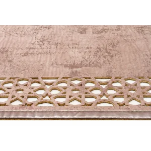 BIANCA DERI 0004 Klasik Ve Modern İşleme ve Oymaya Sahip Parlak Bordürlü Suni Deri Halı