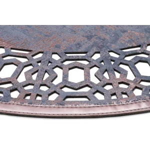 BIANCA DERI 0054 Klasik Ve Modern İşleme ve Oymaya Sahip Parlak Bordürlü Suni Deri Halı