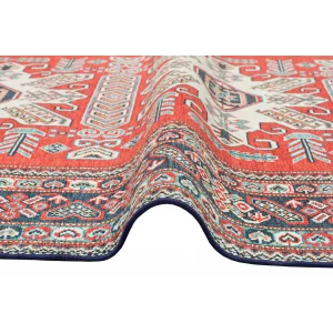 LUNA HALI 0307 Otantik Geleneksel Desenli Yıkanabilir Renkli Baskı Kilim