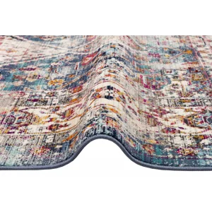 PETRA HALI 0024 Hav Toz Vermez Etnik ve Modern Desenli Renkli Saçaklı Halı