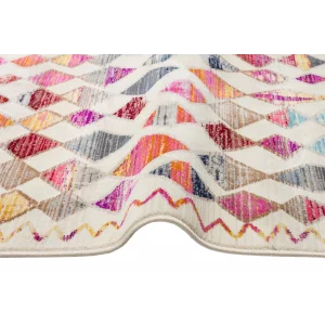 PETRA HALI 0062 Hav Toz Vermez Etnik ve Modern Desenli Renkli Saçaklı Halı