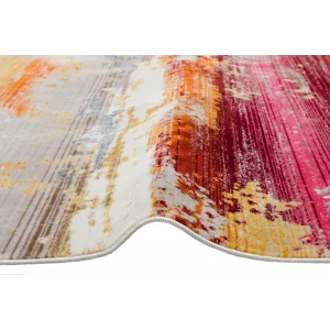 PETRA HALI 0010 Hav Toz Vermez Etnik ve Modern Desenli Renkli Saçaklı Halı