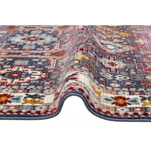 PETRA HALI 0048 Hav Toz Vermez Etnik ve Modern Desenli Renkli Saçaklı Halı