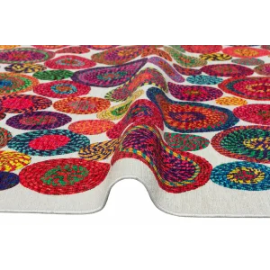 LUNA NEW HALI 0055 Otantik Geleneksel Desenli Yıkanabilir Renkli Baskı Kilim