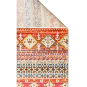 PIETRA HALI 0256 Sıcak Renk Tonlu Etnik Desenli Yumuşak Dokulu Makine Halısı