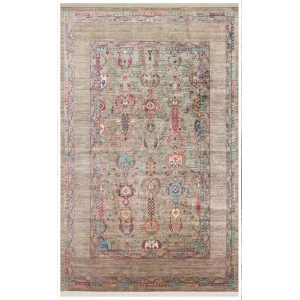 Antique ATK 07 Olive Yıkanabilir Modern Ve Etnik Desenli Kaymaz Tabanlı Makine Halısı