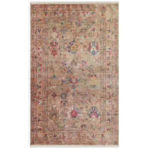 Antique ATK 08 Beige Yıkanabilir Modern Ve Etnik Desenli Kaymaz Tabanlı Makine Halısı