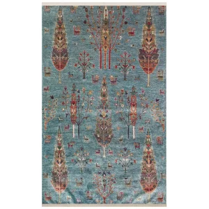 Antique ATK 09 Aqua Yıkanabilir Modern Ve Etnik Desenli Kaymaz Tabanlı Makine Halısı