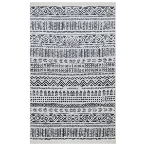 Arya Ar 03 Black %100 Geri Dönüşümlü Pamuktan Çift Taraflı Yıkanabilir Modern Dekoratif Kilim