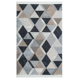 Arya Ar 10 Beige Black %100 Geri Dönüşümlü Pamuktan Çift Taraflı Yıkanabilir Modern Dekoratif Kilim