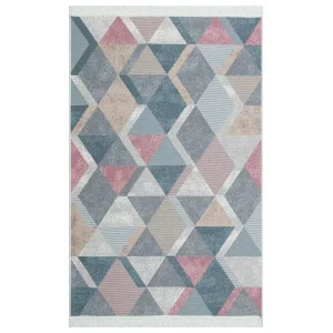 Arya Ar 10 Blue Pink %100 Geri Dönüşümlü Pamuktan Çift Taraflı Yıkanabilir Modern Dekoratif Kilim