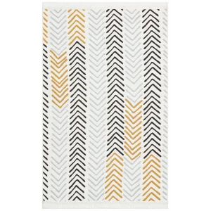 Arya Ar 19 White Black %100 Geri Dönüşümlü Pamuktan Çift Taraflı Yıkanabilir Modern Dekoratif Kilim