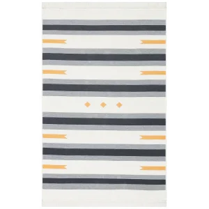 Arya Ar 24 Yellow Antrasit %100 Geri Dönüşümlü Pamuktan Çift Taraflı Yıkanabilir Modern Dekoratif Kilim