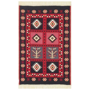 Arya Ar 28 Red %100 Geri Dönüşümlü Pamuktan Çift Taraflı Yıkanabilir Modern Dekoratif Kilim