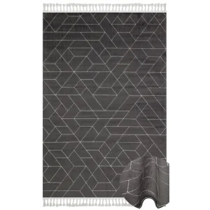 Urban 03 Black Grey Etnik Desenlere Sahip Hav Toz Vermez Yumuşak Dokulu Modern Halı