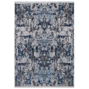 Allegro 1021 Mavi Dekoratif Modern Kaymaz Tabanlı Makine Halısı ✄