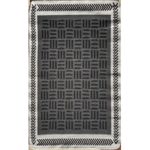 Arya Neo Arn 03 Antrasit White Yıkanabilir Kaymaz Tabanlı Modern Pamuk Kilim