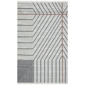 Asos As 05 Grey Jüt Hasır Görünümlü Hav Toz Vermeyen Çift Taraflı Kullanılabilen Yıkanabilir Kilim