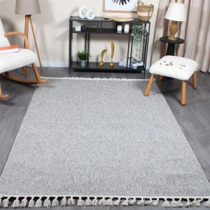 Boho BH-3 Gri Bukle Dokuma Modern Makine Halısı