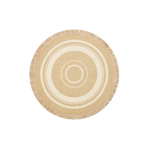 Brooklyn Brk 09 Ivory Q Yuvarlak Hasır Görünümlü Kaymaz Renkli Dokuma Modern Kilim