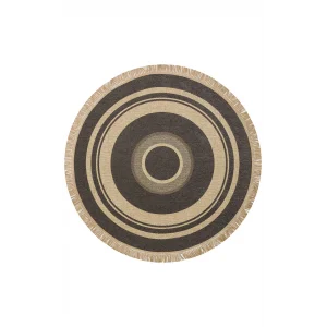 Brooklyn Brk 09 D.Grey Yuvarlak Hasır Görünümlü Kaymaz Renkli Dokuma Modern Kilim