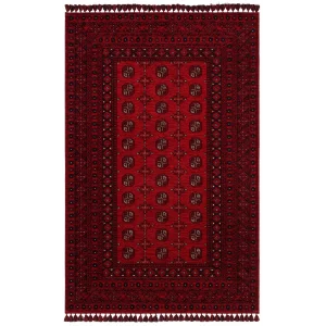 Buhari BHR 04 Red Afgan Yağcıbedir Desenli Hav Toz Vermez Yıkanabilir Kaymaz İnce Dokuma Halı