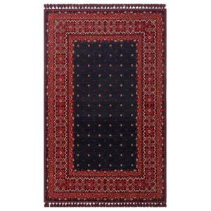 Buhari BHR 08 Navy Afgan Yağcıbedir Desenli Hav Toz Vermez Yıkanabilir Kaymaz İnce Dokuma Halı