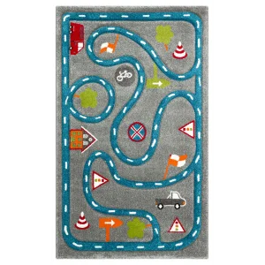 Eko Kids KDS 19 Blue Grey Trafik Temalı Hav Toz Vermez Çocuk Halısı