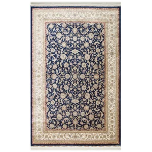 Isfahan 03 Navy Cream  Klasik Desenli Yüksek Kalite Sık Dokuma Makine Halısı