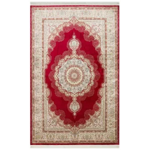 Isfahan 05 Red Klasik Desenli Yüksek Kalite Sık Dokuma Makine Halısı