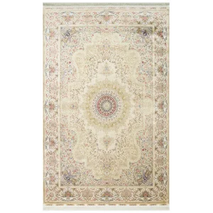 Isfahan 06 Cream Klasik Desenli Yüksek Kalite Sık Dokuma Makine Halısı