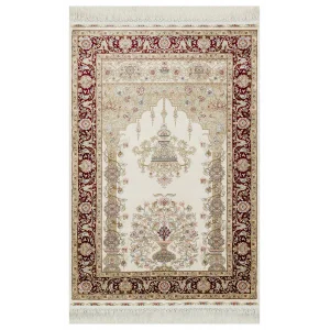 Isfahan Scd 01 Cream Red Klasik Desenli Yüksek Kalite Sık Dokuma Seccade