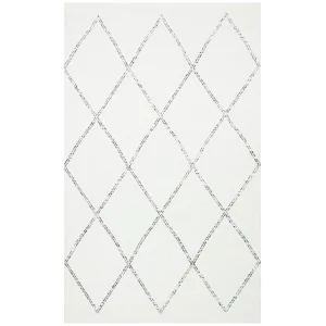 Nevada NVD 03 White Black Moroccon Tuşeli Hav Toz Vermez Kaymaz Tabanlı İnce Dokuma Modern Halı