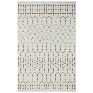 Otantik 3001 Krem Dekoratif Modern Kaymaz Tabanlı Makinede Yıkanabilir Halı Kilim