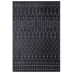 Otantik 3002 Antrasit Dekoratif Modern Kaymaz Tabanlı Makinede Yıkanabilir Halı Kilim