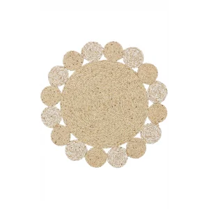 Patna PTN 03 Natural White Jüt Hasır Görünümlü Hav Toz Vermez Dekoratif Örgü Halı