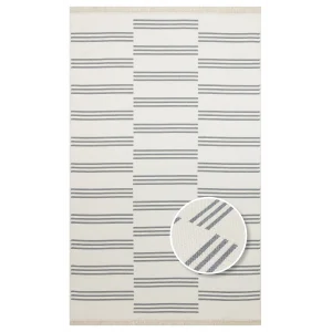 Riva Rv 02 Cream Grey Makinede Yıkanabilir Kaymaz Tabanlı Pamuk Kilim