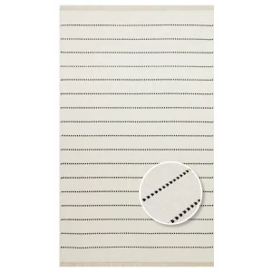 Riva Rv 03 Cream Black Makinede Yıkanabilir Kaymaz Tabanlı Pamuk Kilim