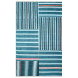Ruby RB 08 Blue Yıkanabilir Kolay Kullanımlı Modern ve Geleneksel Desenlere Sahip Renkli Kilim