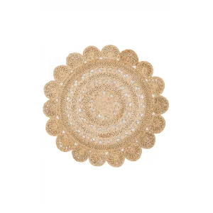 Solo Jüt 105 Dhurrie XW Yuvarlak El Dokuma Flatweave Naturel Jüt Hasır Halı