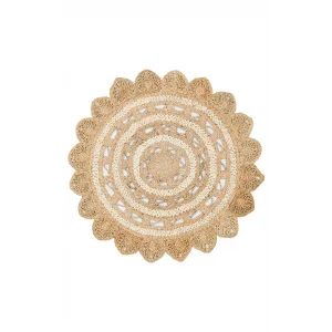 Solo Jüt 105 Natural White Yuvarlak El Dokuma Flatweave Naturel Jüt Hasır Halı